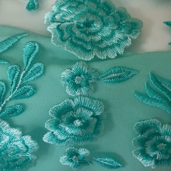 Naeem Khan Turquoise Floral Lace Mini Dress NWT - Picture 9 of 12